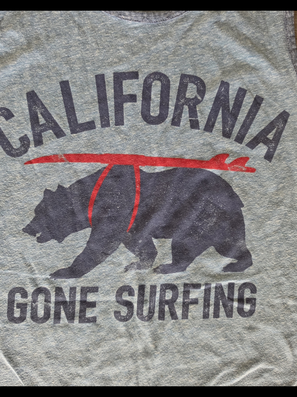 Old Navy Heather Blue Graphic Tank with Navy Print
